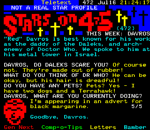 Digitiser Joke Advert: Stars On 475 (472) Davros