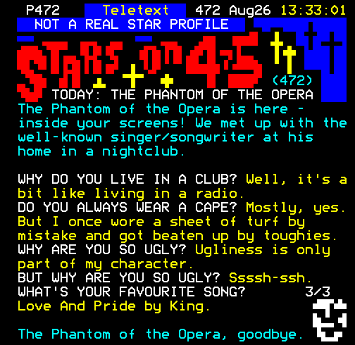 Digitiser Joke Advert: Stars On 475 (472) The Phantom Of The Opera