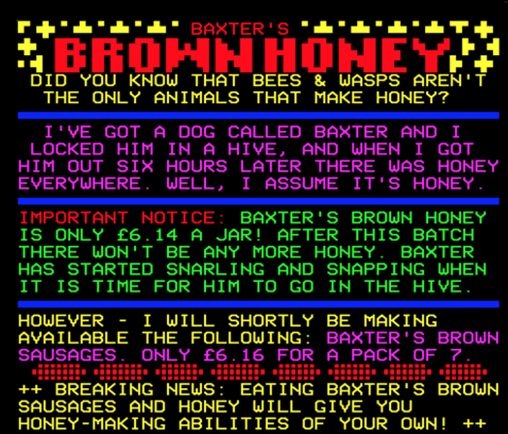 Digitiser Joke Advert: Baxter's Brown Honey