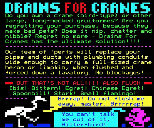 Digitiser Joke Advert: Drains For Cranes