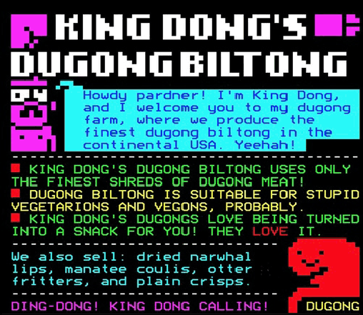 Digitiser Joke Advert: King Dong's Dugong Biltong