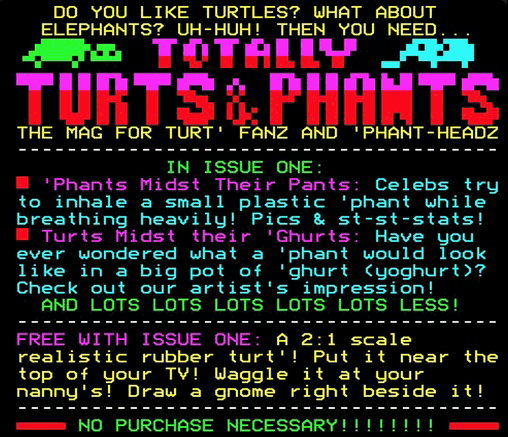 Digitiser Joke Advert: Totally Turts And Phants