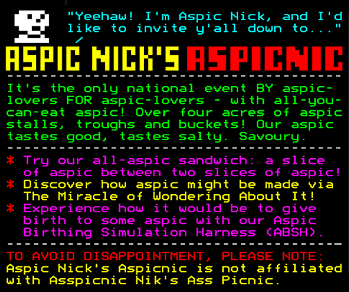 Digitiser Joke Advert: Aspic Nick's Aspicnic