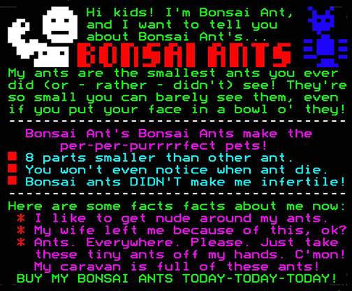 Digitiser Joke Advert: Bonsai Ant's Bonsai Ants