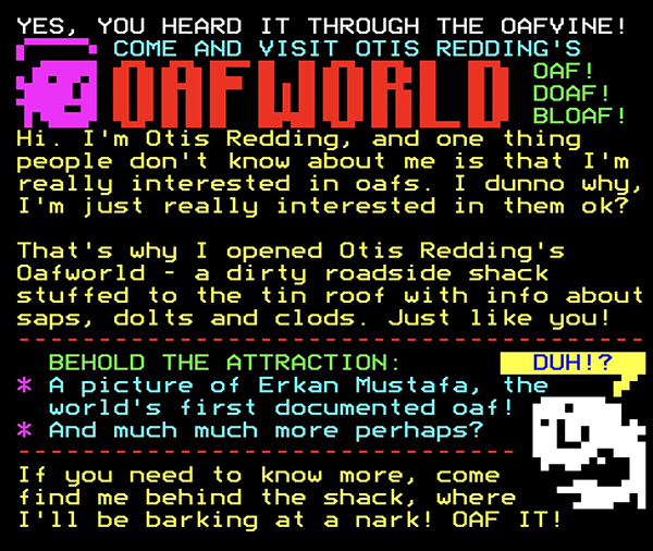 Digitiser Joke Advert: Oafworld