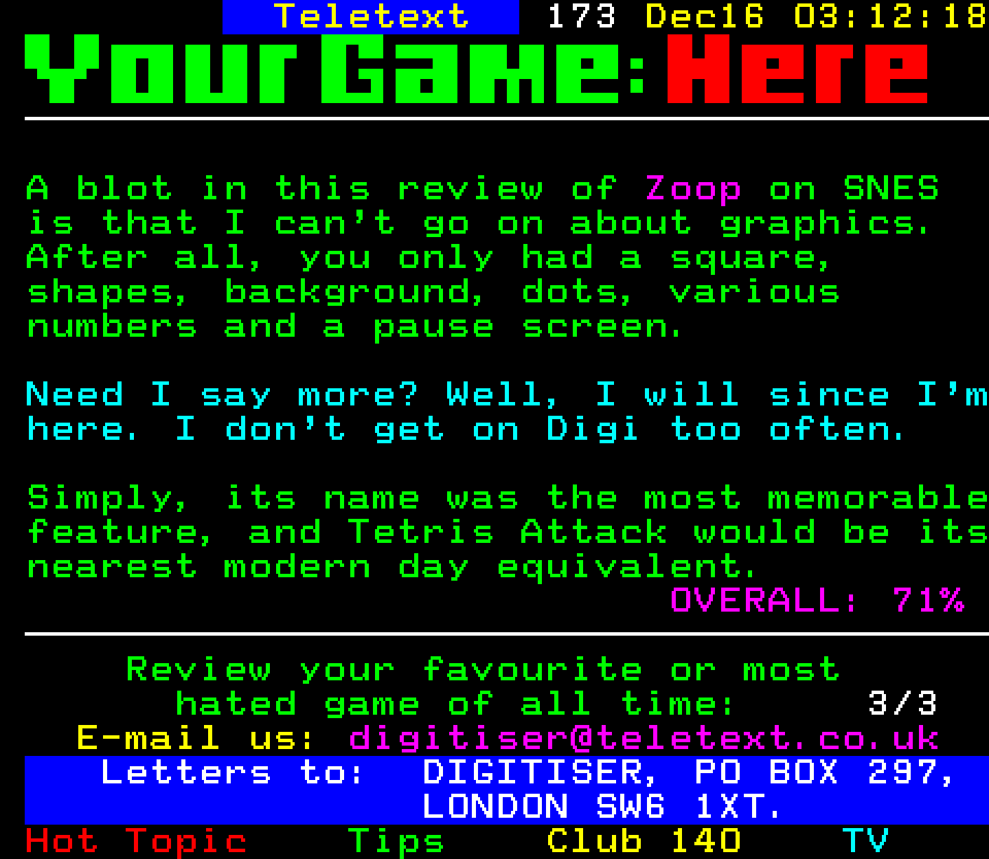 Digitiser, Teletext - 1996