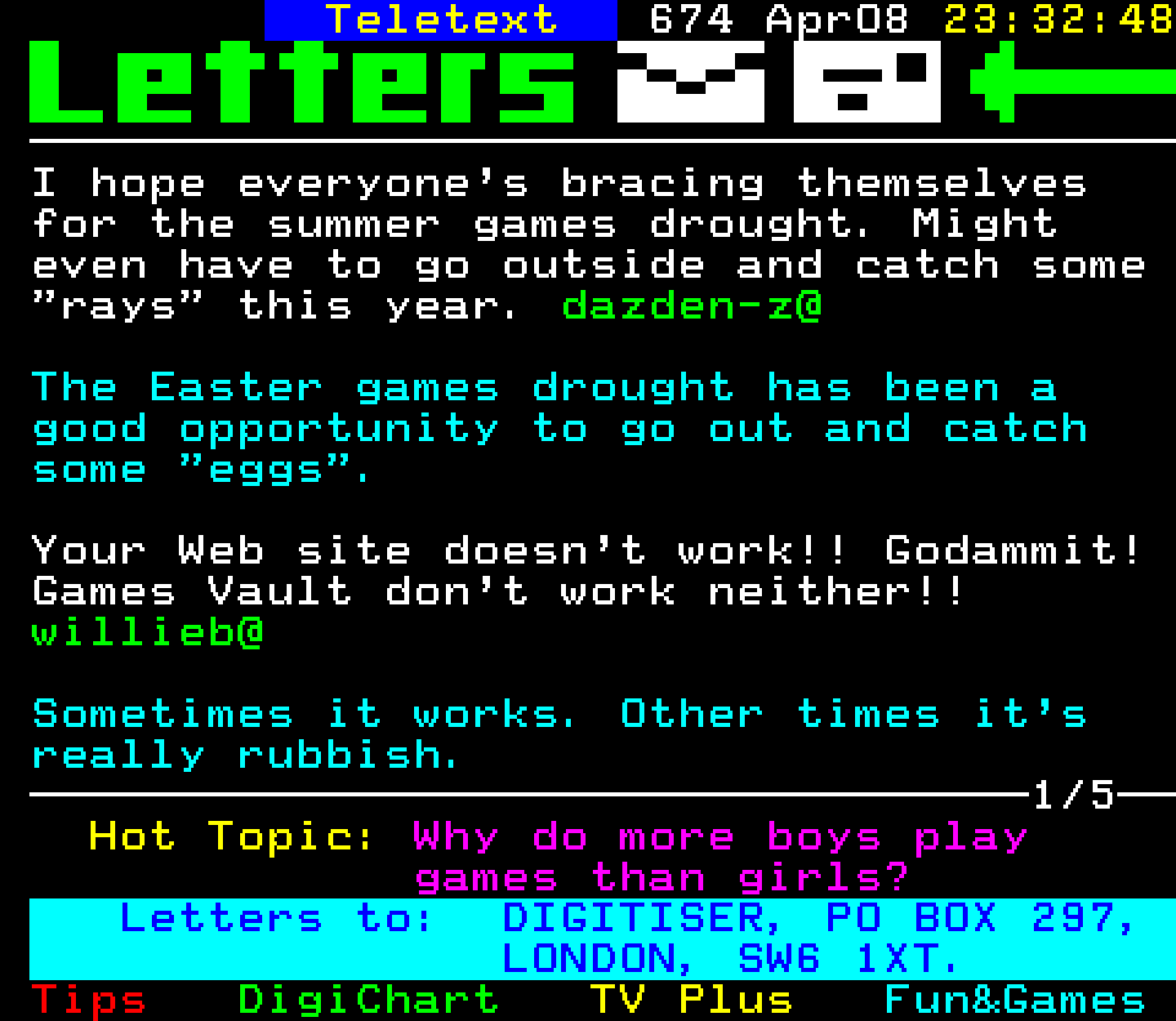 Digitiser, Teletext - 1999