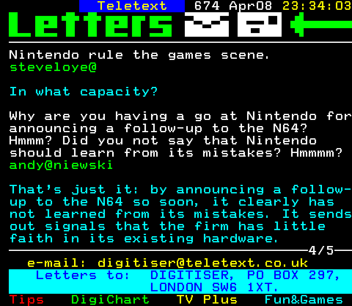 Digitiser, Teletext - 1999