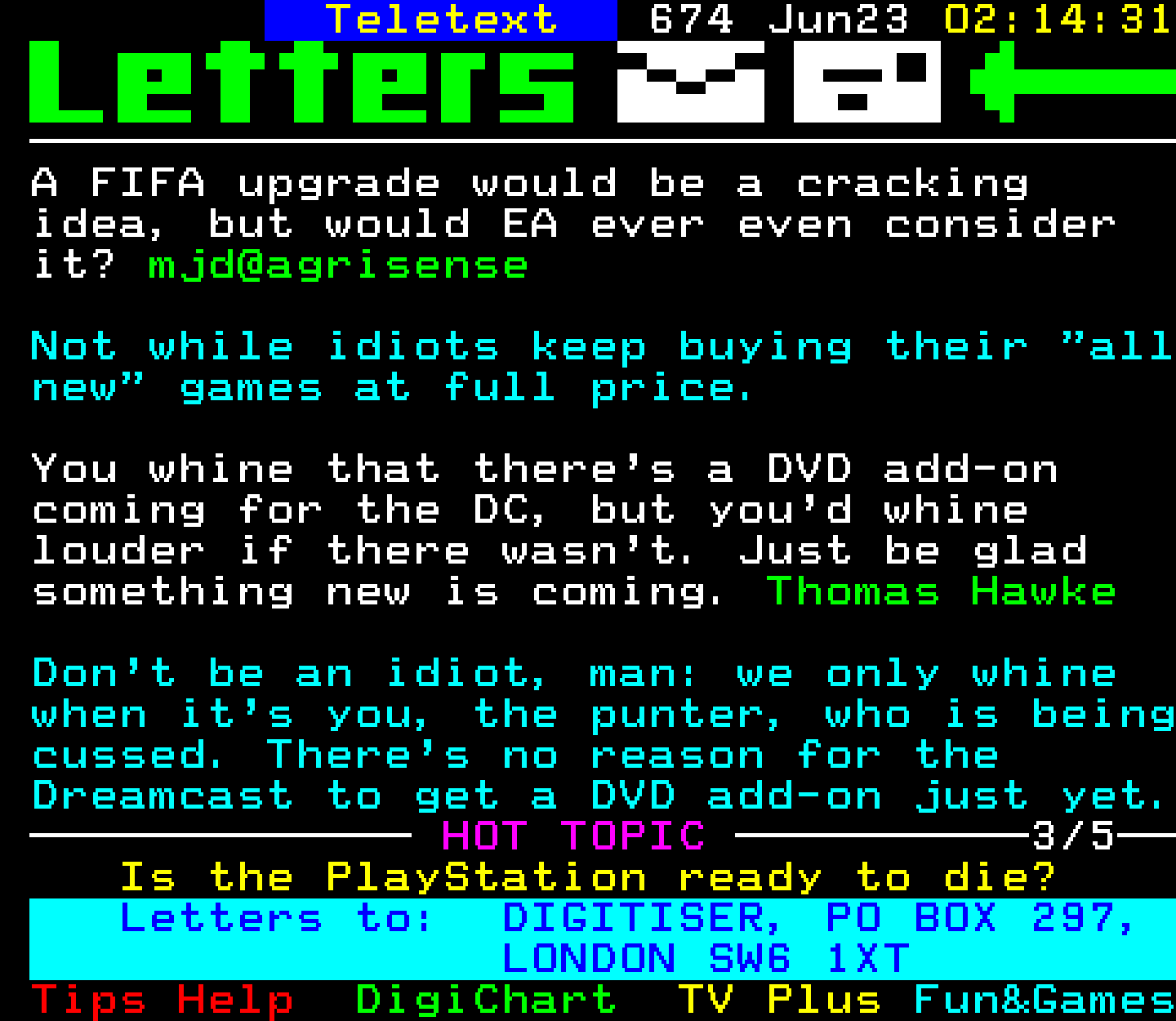 Digitiser, Teletext - 1999