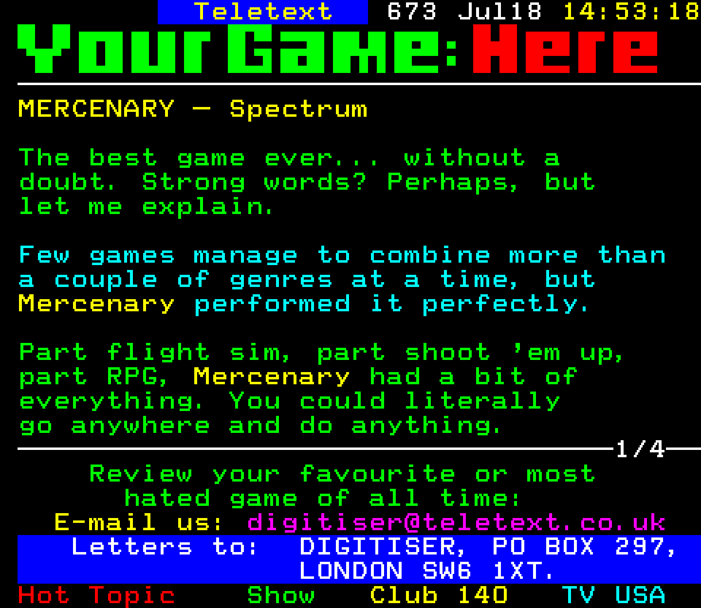 Digitiser, Teletext - 1999