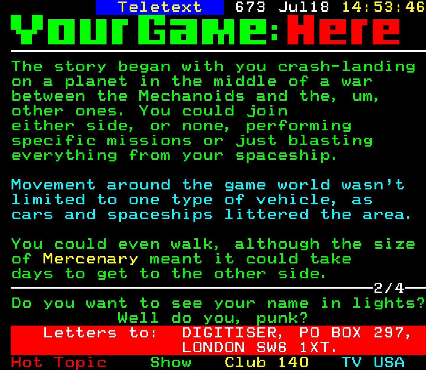 Digitiser, Teletext - 1999