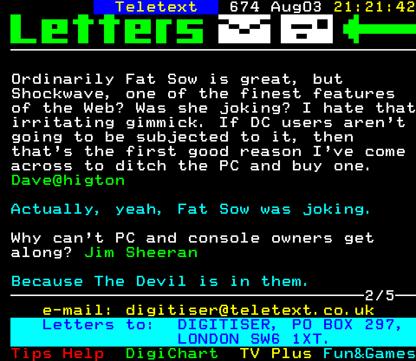 Digitiser, Teletext - 1999