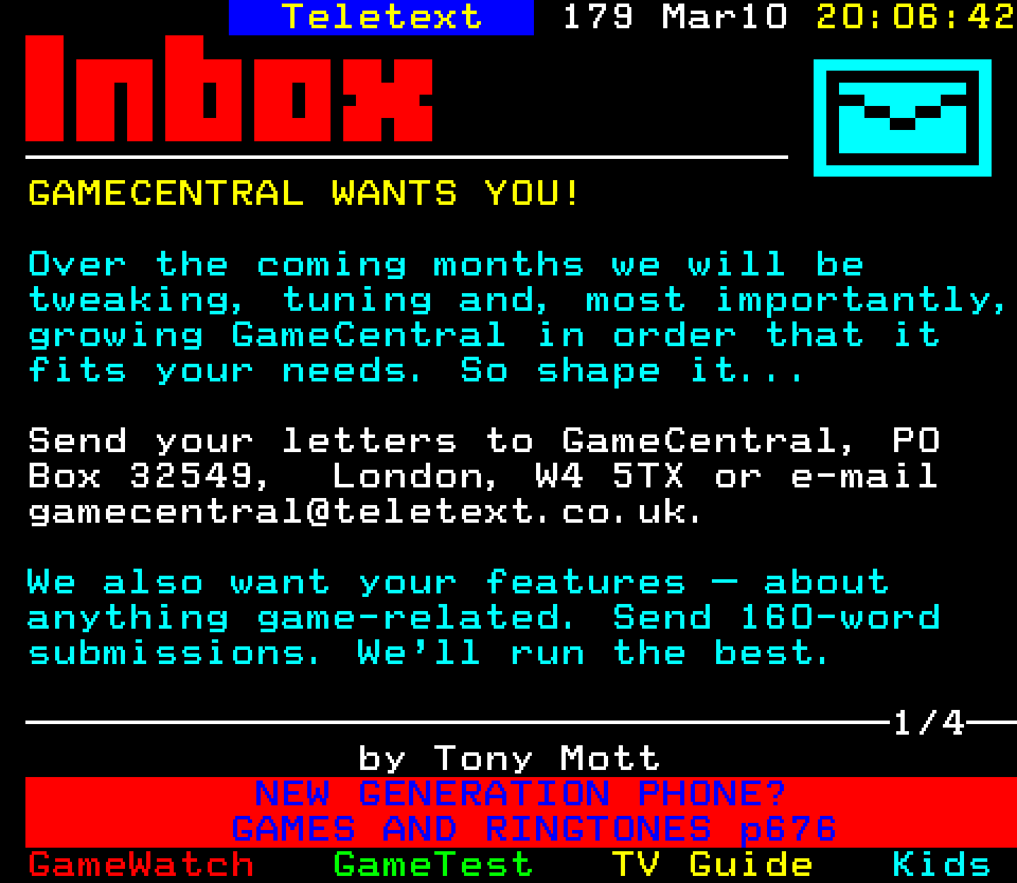 GameCentral, Teletext - 2003