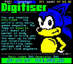 Teletext Sonic The Hedgehog from Digitiser's first edition